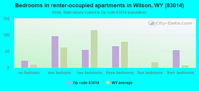 Bedrooms in renter-occupied apartments in Wilson, WY (83014) 