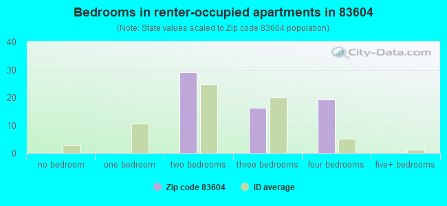 Bedrooms in renter-occupied apartments in 83604 