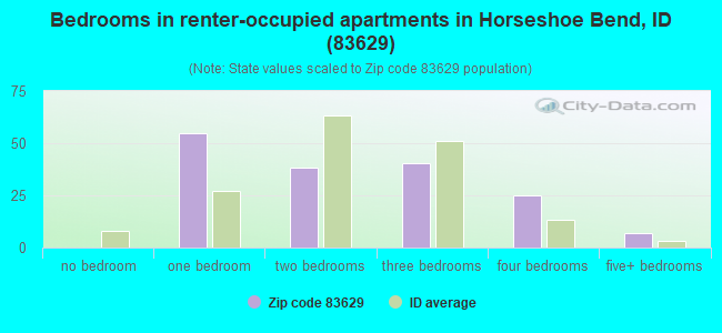 Bedrooms in renter-occupied apartments in Horseshoe Bend, ID (83629) 