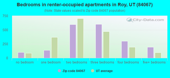 Bedrooms in renter-occupied apartments in Roy, UT (84067) 