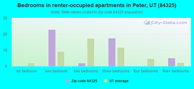 Bedrooms in renter-occupied apartments in Peter, UT (84325) 