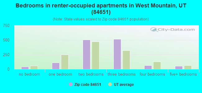 Bedrooms in renter-occupied apartments in West Mountain, UT (84651) 