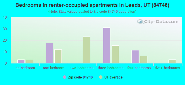 Bedrooms in renter-occupied apartments in Leeds, UT (84746) 