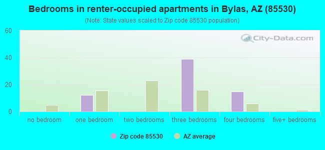 Bedrooms in renter-occupied apartments in Bylas, AZ (85530) 