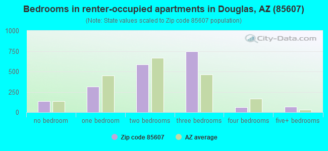 Bedrooms in renter-occupied apartments in Douglas, AZ (85607) 