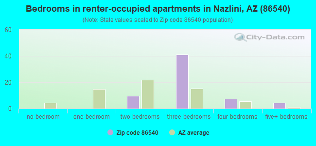 Bedrooms in renter-occupied apartments in Nazlini, AZ (86540) 