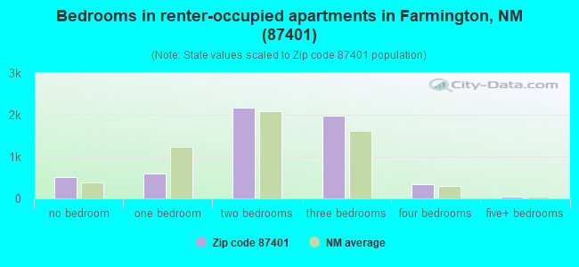 Bedrooms in renter-occupied apartments in Farmington, NM (87401) 
