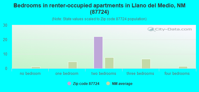 Bedrooms in renter-occupied apartments in Llano del Medio, NM (87724) 