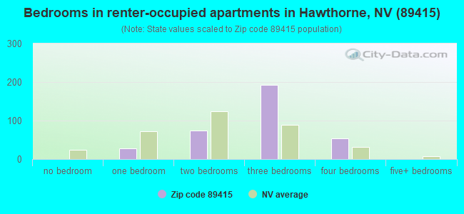 Bedrooms in renter-occupied apartments in Hawthorne, NV (89415) 