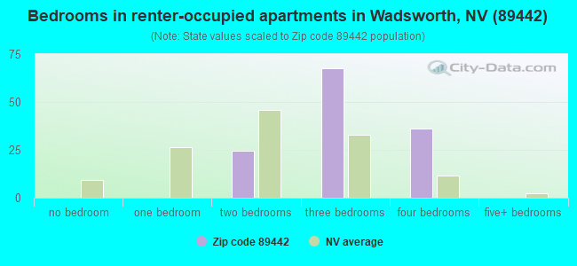 Bedrooms in renter-occupied apartments in Wadsworth, NV (89442) 