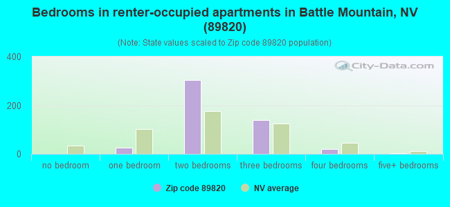 Bedrooms in renter-occupied apartments in Battle Mountain, NV (89820) 
