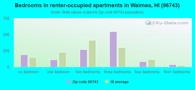 Bedrooms in renter-occupied apartments in Waimea, HI (96743) 