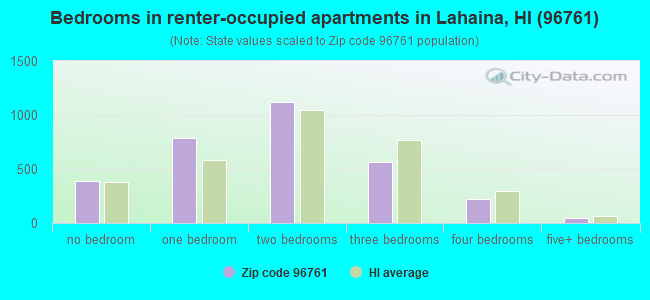 Bedrooms in renter-occupied apartments in Lahaina, HI (96761) 