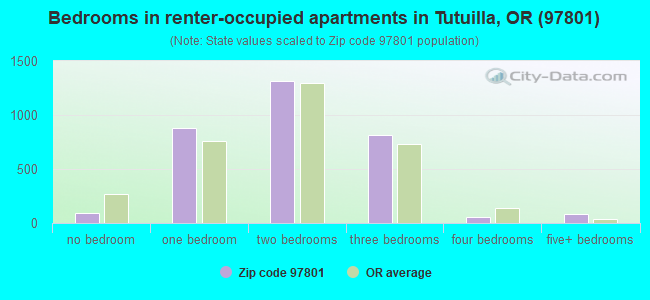 Bedrooms in renter-occupied apartments in Tutuilla, OR (97801) 