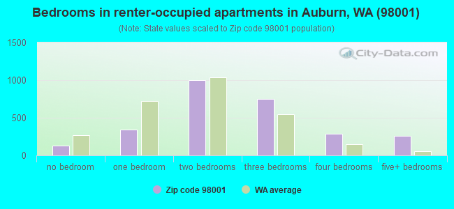 Bedrooms in renter-occupied apartments in Auburn, WA (98001) 