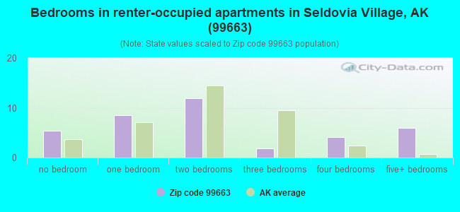 Bedrooms in renter-occupied apartments in Seldovia Village, AK (99663) 