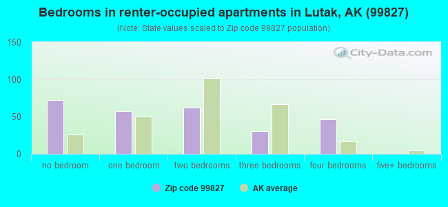 Bedrooms in renter-occupied apartments in Lutak, AK (99827) 