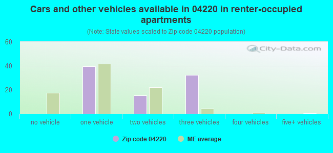 Cars and other vehicles available in 04220 in renter-occupied apartments