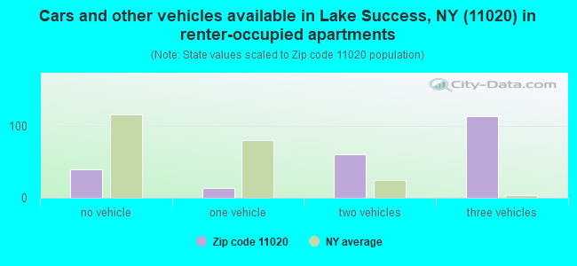Cars and other vehicles available in Lake Success, NY (11020) in renter-occupied apartments