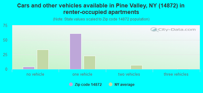 Cars and other vehicles available in Pine Valley, NY (14872) in renter-occupied apartments