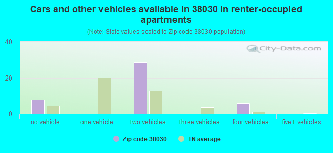 Cars and other vehicles available in 38030 in renter-occupied apartments