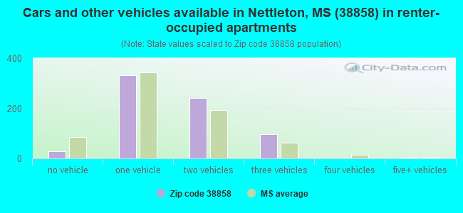Cars and other vehicles available in Nettleton, MS (38858) in renter-occupied apartments