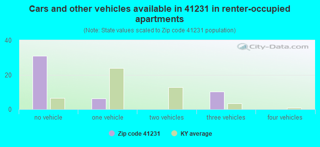 Cars and other vehicles available in 41231 in renter-occupied apartments