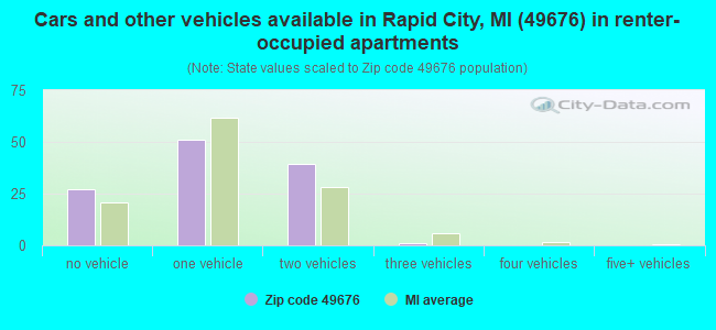 Cars and other vehicles available in Rapid City, MI (49676) in renter-occupied apartments