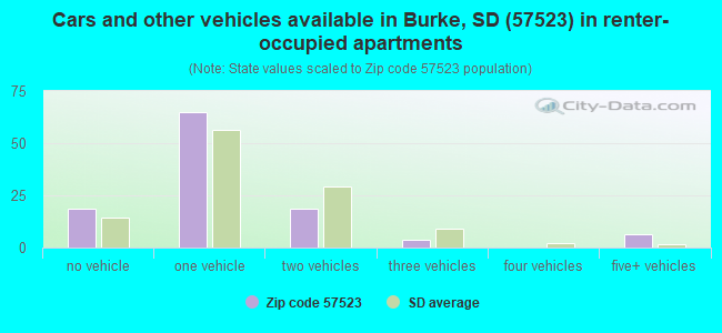 Cars and other vehicles available in Burke, SD (57523) in renter-occupied apartments