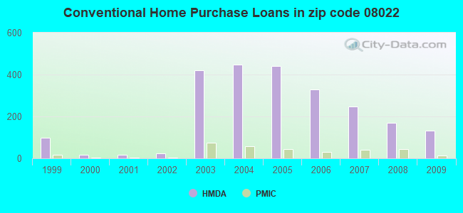 Conventional Home Purchase Loans in zip code 08022
