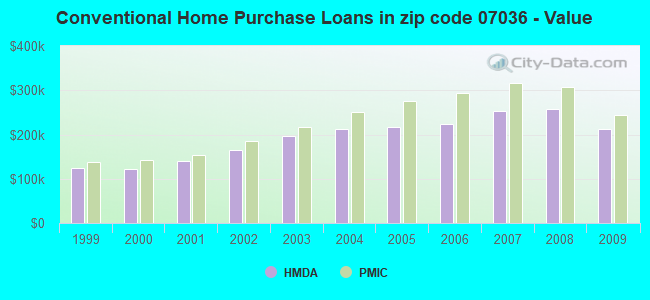 Conventional Home Purchase Loans in zip code 07036 - Value