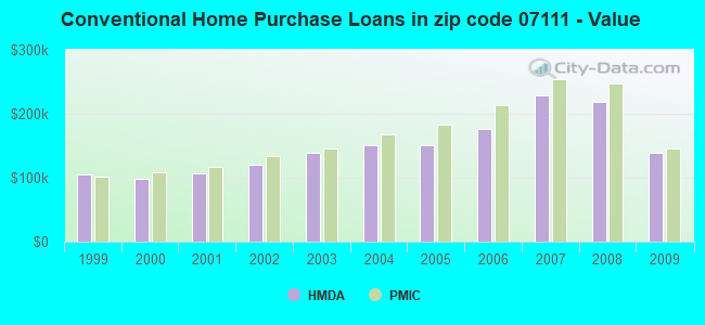 Conventional Home Purchase Loans in zip code 07111 - Value