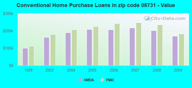 Conventional Home Purchase Loans in zip code 08731 - Value