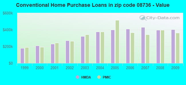 Conventional Home Purchase Loans in zip code 08736 - Value