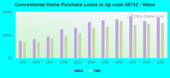 Conventional Home Purchase Loans in zip code 08742 - Value