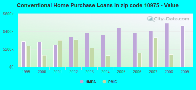Conventional Home Purchase Loans in zip code 10975 - Value