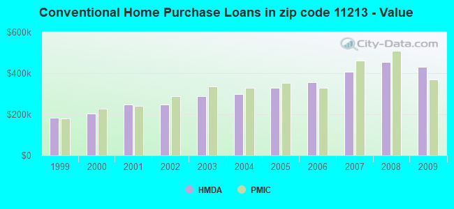 Conventional Home Purchase Loans in zip code 11213 - Value