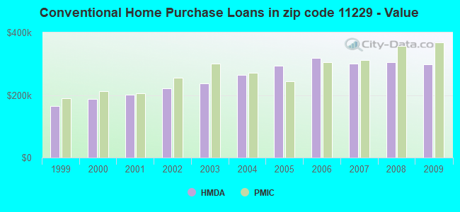 Conventional Home Purchase Loans in zip code 11229 - Value