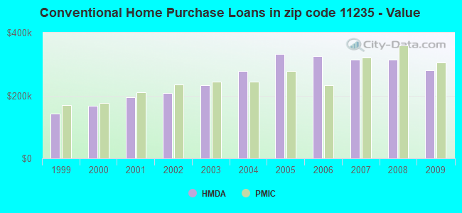 Conventional Home Purchase Loans in zip code 11235 - Value