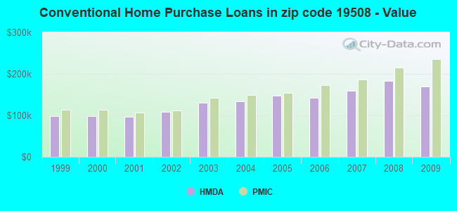 Conventional Home Purchase Loans in zip code 19508 - Value