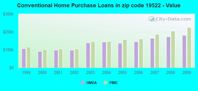 Conventional Home Purchase Loans in zip code 19522 - Value