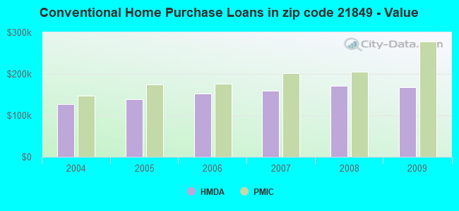 Conventional Home Purchase Loans in zip code 21849 - Value