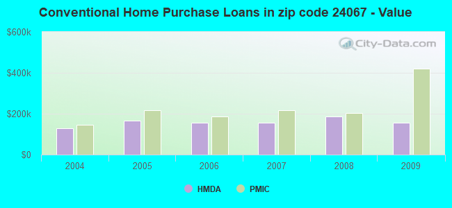 Conventional Home Purchase Loans in zip code 24067 - Value