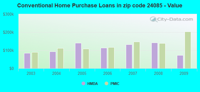 Conventional Home Purchase Loans in zip code 24085 - Value