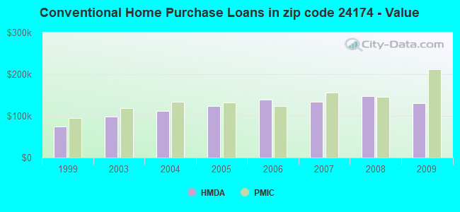 Conventional Home Purchase Loans in zip code 24174 - Value