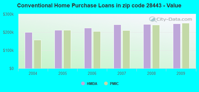 Conventional Home Purchase Loans in zip code 28443 - Value