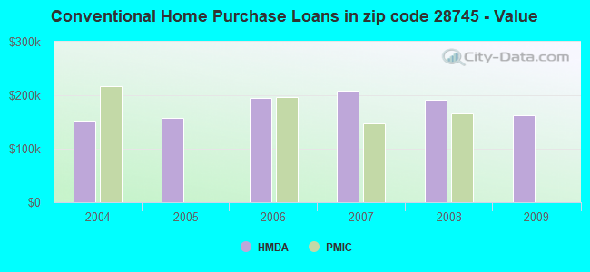 Conventional Home Purchase Loans in zip code 28745 - Value