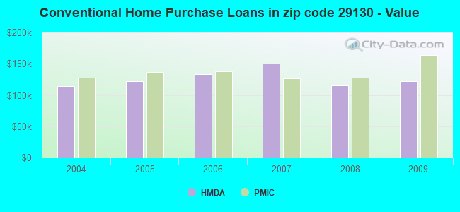 Conventional Home Purchase Loans in zip code 29130 - Value