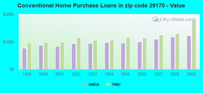 Conventional Home Purchase Loans in zip code 29170 - Value