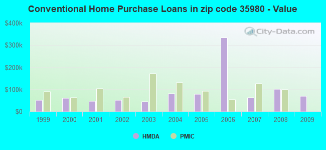 Conventional Home Purchase Loans in zip code 35980 - Value